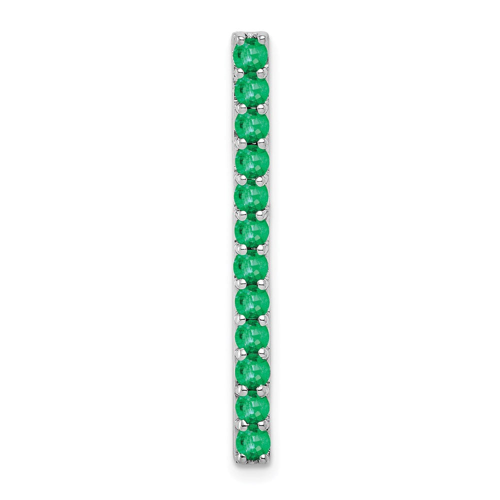 14K Weißgold Smaragd Line Kette Anhänger
