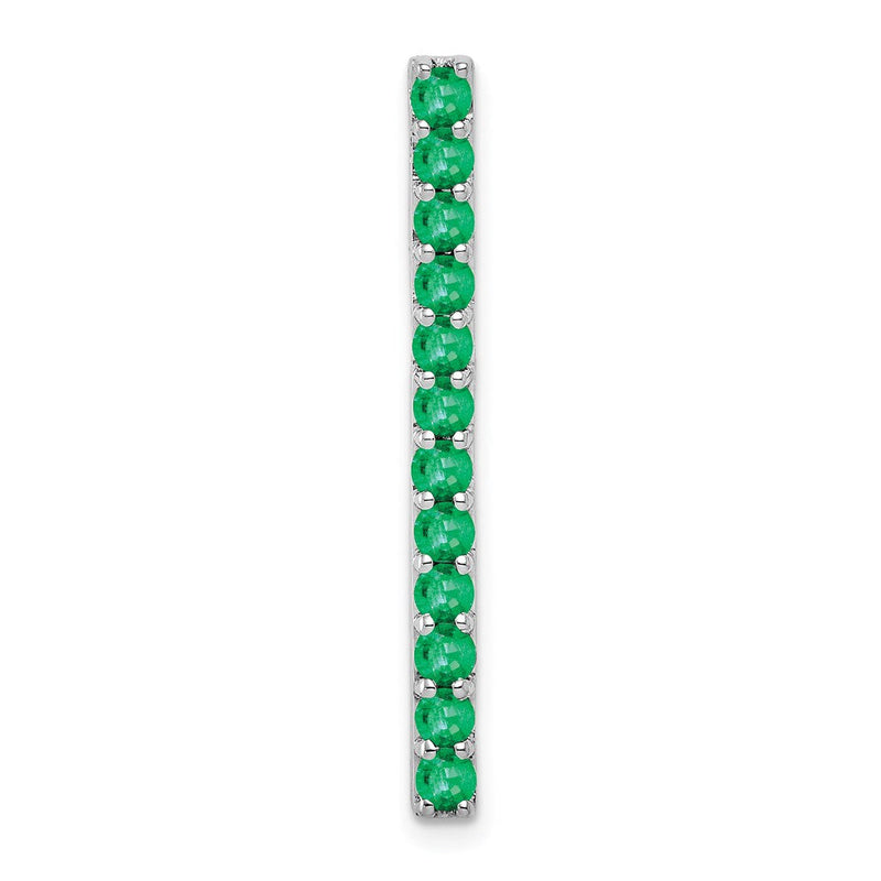 14K Weißgold Smaragd Line Kette Anhänger