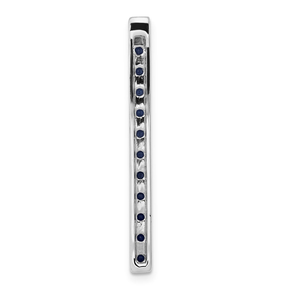 14K Weißgold.78 Blau Saphir Line Kette Anhänger