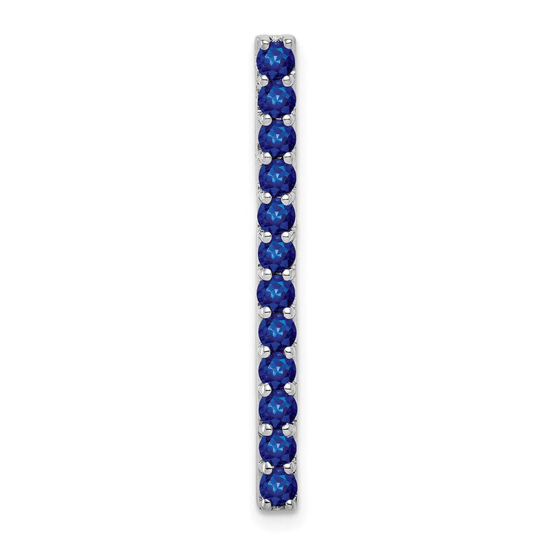 14K Weißgold.78 Blau Saphir Line Kette Anhänger