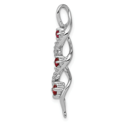 10K Weißgold 0,07 ct. im Labor gezüchteter Diamant VS/SI+ G+ und im Labor gezüchteter Rubin Twist-Kette-Gleitanhänger
