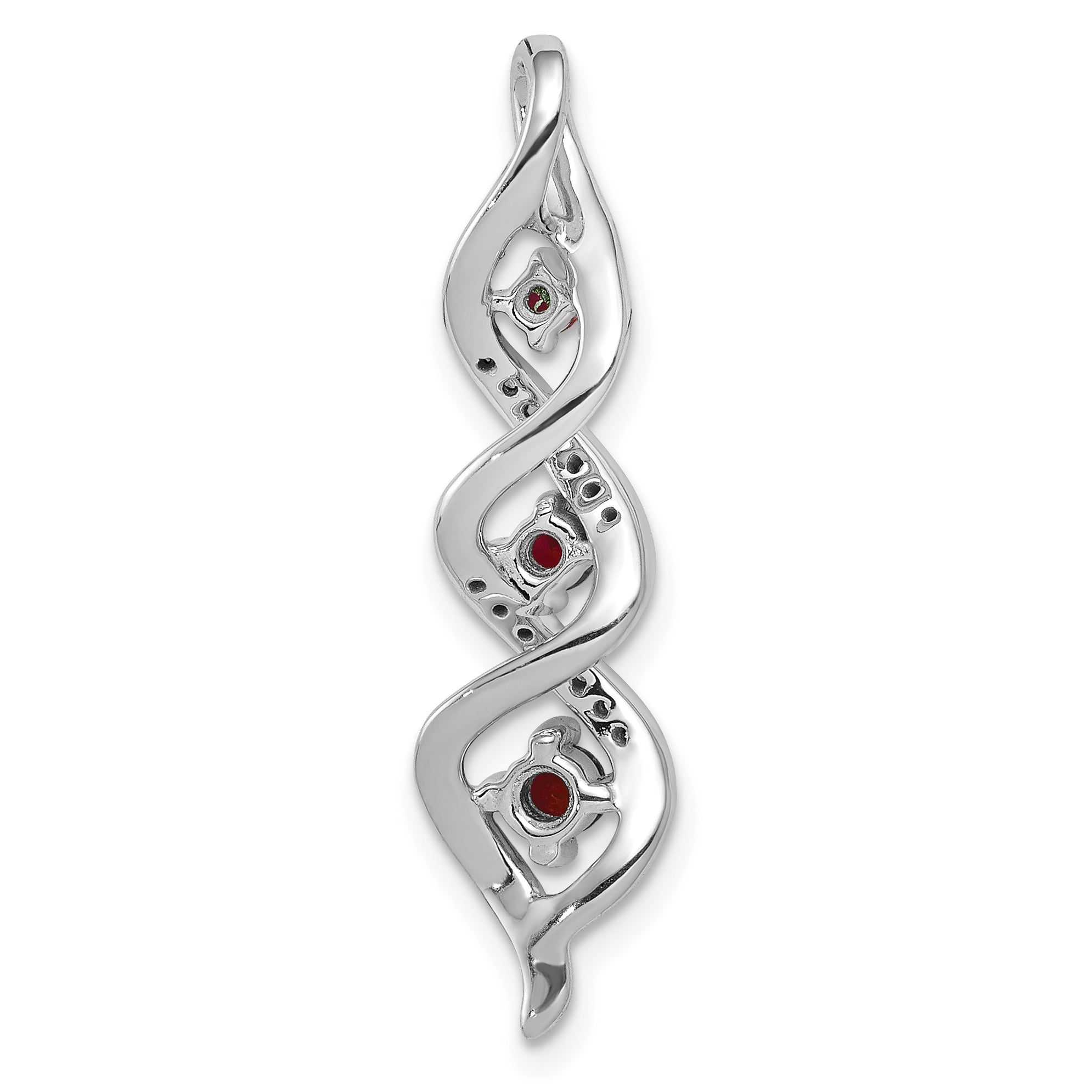 10K Weißgold 0,07 ct. im Labor gezüchteter Diamant VS/SI+ G+ und im Labor gezüchteter Rubin Twist-Kette-Gleitanhänger