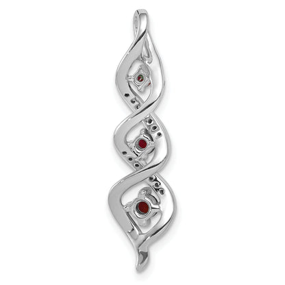 10K Weißgold 0,07 ct. im Labor gezüchteter Diamant VS/SI+ G+ und im Labor gezüchteter Rubin Twist-Kette-Gleitanhänger