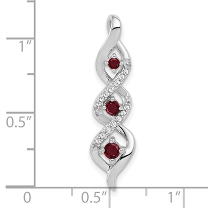 10K Weißgold 0,07 ct. im Labor gezüchteter Diamant VS/SI+ G+ und im Labor gezüchteter Rubin Twist-Kette-Gleitanhänger