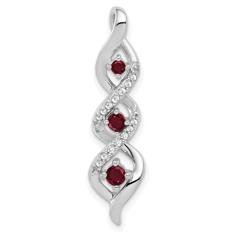 10K Weißgold 0,07 ct. im Labor gezüchteter Diamant VS/SI+ G+ und im Labor gezüchteter Rubin Twist-Kette-Gleitanhänger