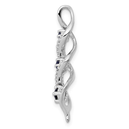14K Weißgold Gleitanhänger mit Twist-Kette, 0,067 ct. im Labor gezüchtetem Diamant VS/SI+ G+ und im Labor gezüchtetem blauen Saphir