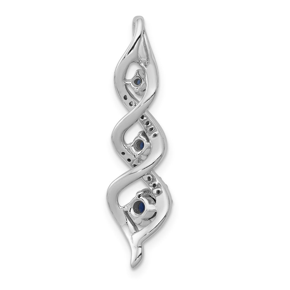 14K Weißgold Gleitanhänger mit Twist-Kette, 0,067 ct. im Labor gezüchtetem Diamant VS/SI+ G+ und im Labor gezüchtetem blauen Saphir