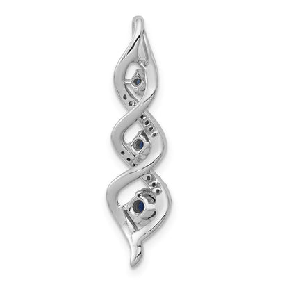 14K Weißgold Gleitanhänger mit Twist-Kette, 0,067 ct. im Labor gezüchtetem Diamant VS/SI+ G+ und im Labor gezüchtetem blauen Saphir
