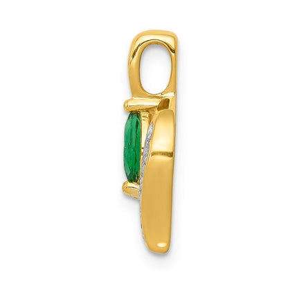 10 Karat Gelbgold Anhänger mit echtem Diamanten und Diamant im Marquise-Schliff (Smaragd)