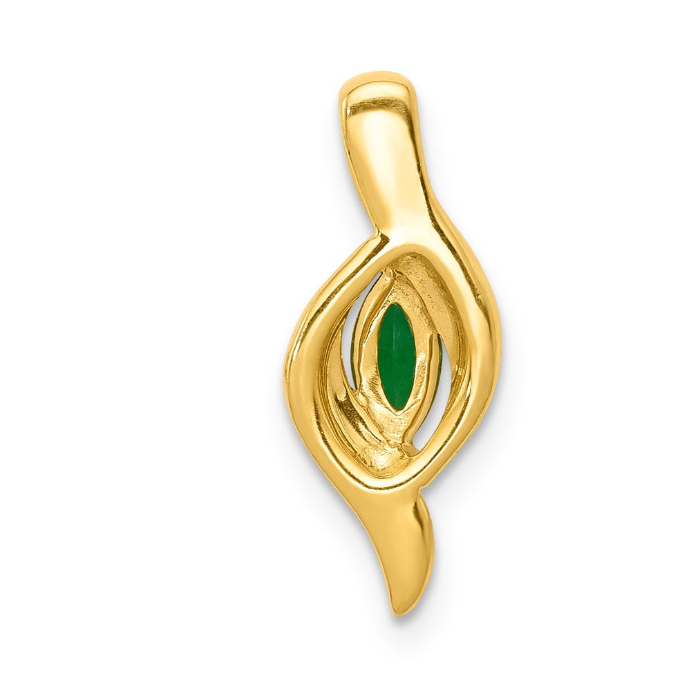10 Karat Gelbgold Anhänger mit echtem Diamanten und Diamant im Marquise-Schliff (Smaragd)