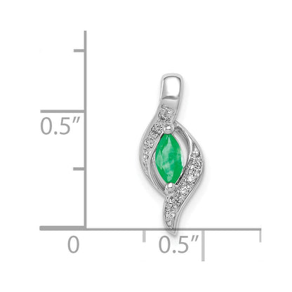 14K Weißgold Anhänger mit echten Diamanten und Smaragden im Marquise-Schliff