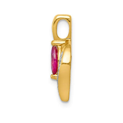 10K Gelbgold Anhänger mit echtem Diamant und 0,25 ct. Rubin im Marquise-Schliff