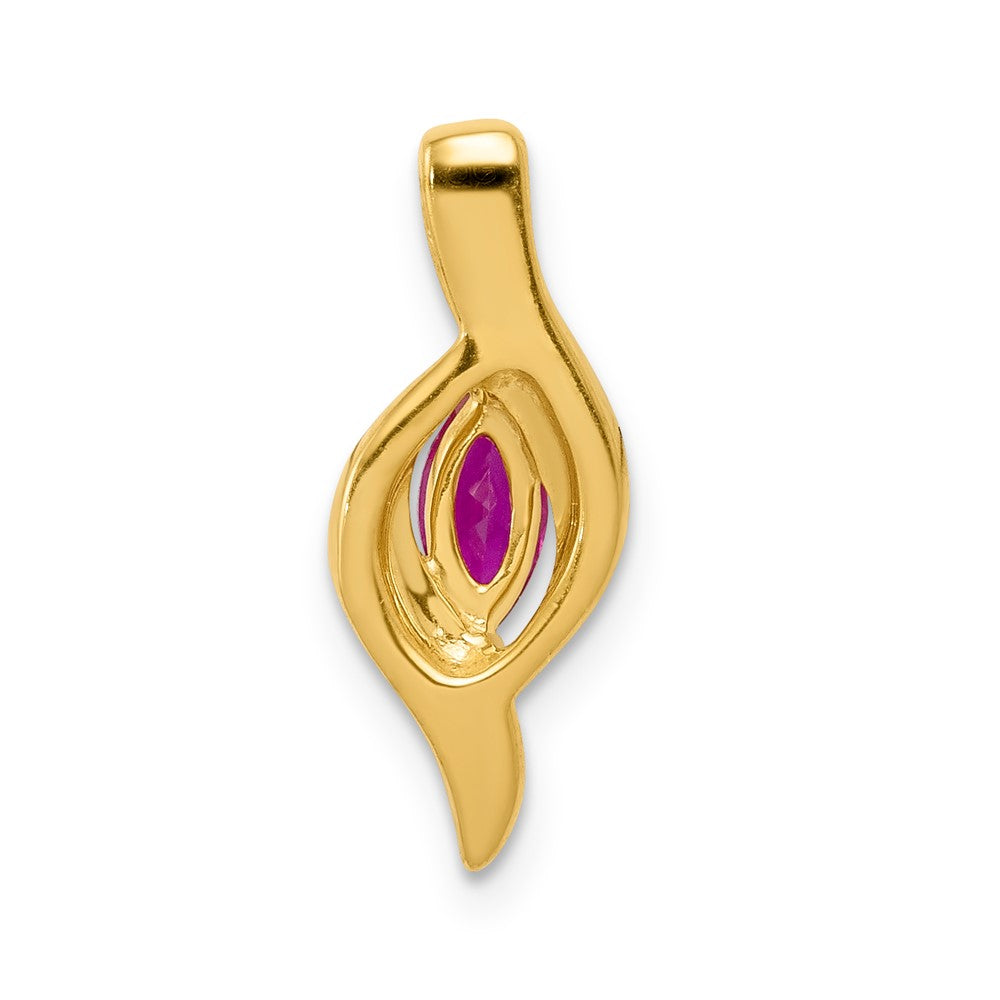 10K Gelbgold Anhänger mit echtem Diamant und 0,25 ct. Rubin im Marquise-Schliff