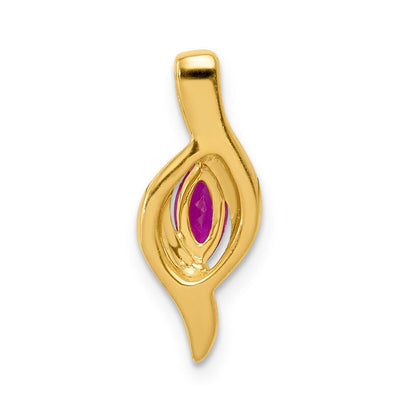 10K Gelbgold Anhänger mit echtem Diamant und 0,25 ct. Rubin im Marquise-Schliff