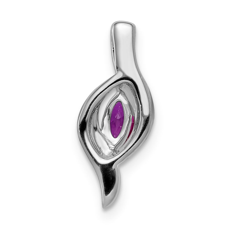 14K Weißgold Anhänger mit echtem Diamant und Marquise-Rubin, 0,25 ct