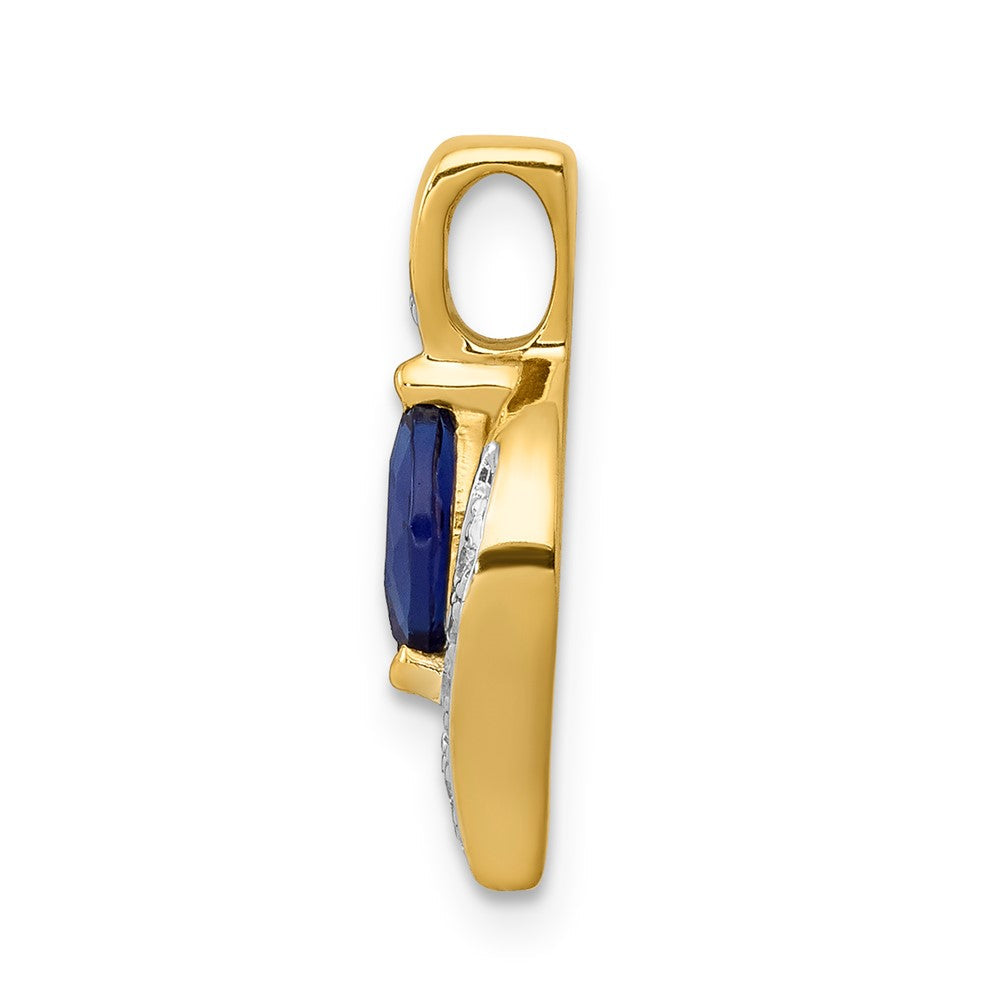 10K Gelbgold Anhänger mit echtem Diamant und Marquise-Saphir 0,29 ct