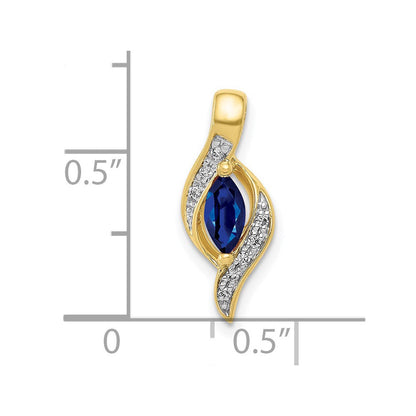 10K Gelbgold Anhänger mit echtem Diamant und Marquise-Saphir 0,29 ct