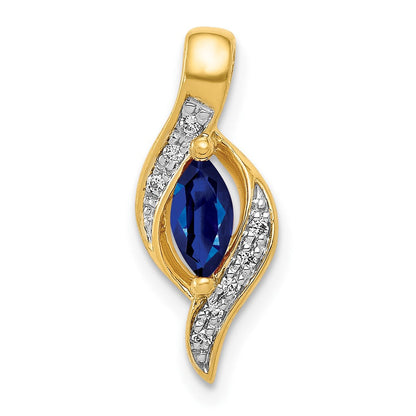 10K Gelbgold Anhänger mit echtem Diamant und Marquise-Saphir 0,29 ct