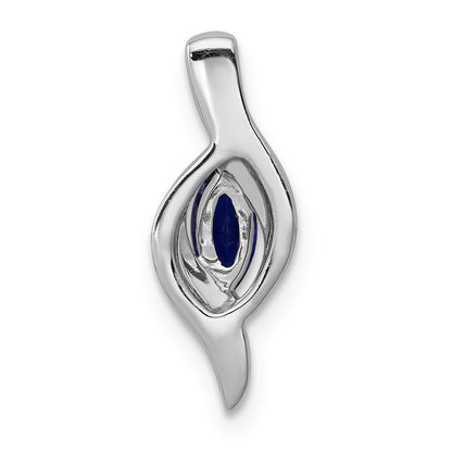 14 K Weißgold Anhänger mit echtem Diamant und Marquise-Saphir, 0,29 ct