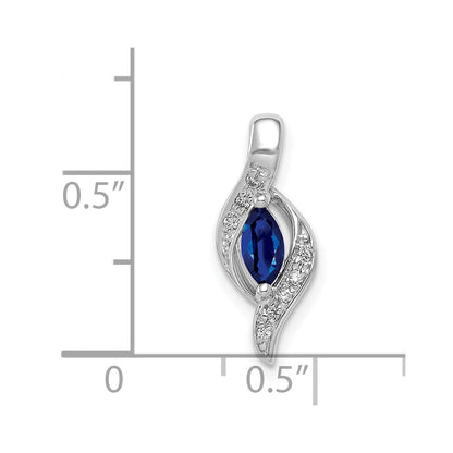 14 K Weißgold Anhänger mit echtem Diamant und Marquise-Saphir, 0,29 ct