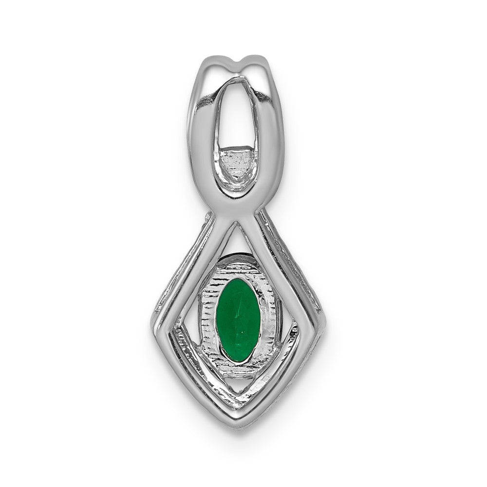 14K Weißgold Anhänger mit Fancy-Diamanten und ovalem Smaragd