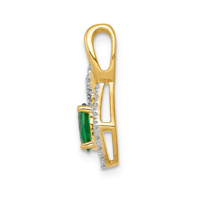14K Gelbgold Anhänger mit Fancy-Diamanten (echt) und ovalem Smaragd