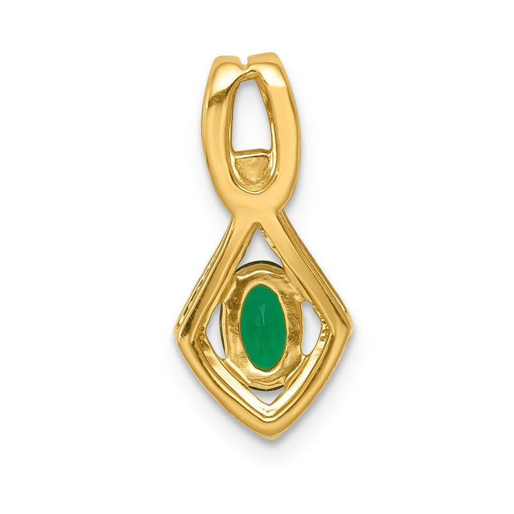 14K Gelbgold Anhänger mit Fancy-Diamanten (echt) und ovalem Smaragd
