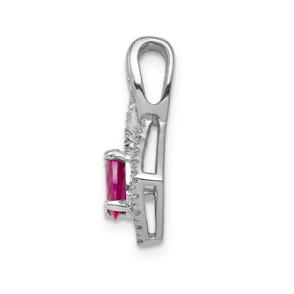 14K Weißgold Anhänger mit echtem Diamant und 0,62 ct. ovalem Rubin