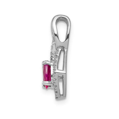 14K Weißgold Anhänger mit echtem Diamant und 0,62 ct. ovalem Rubin