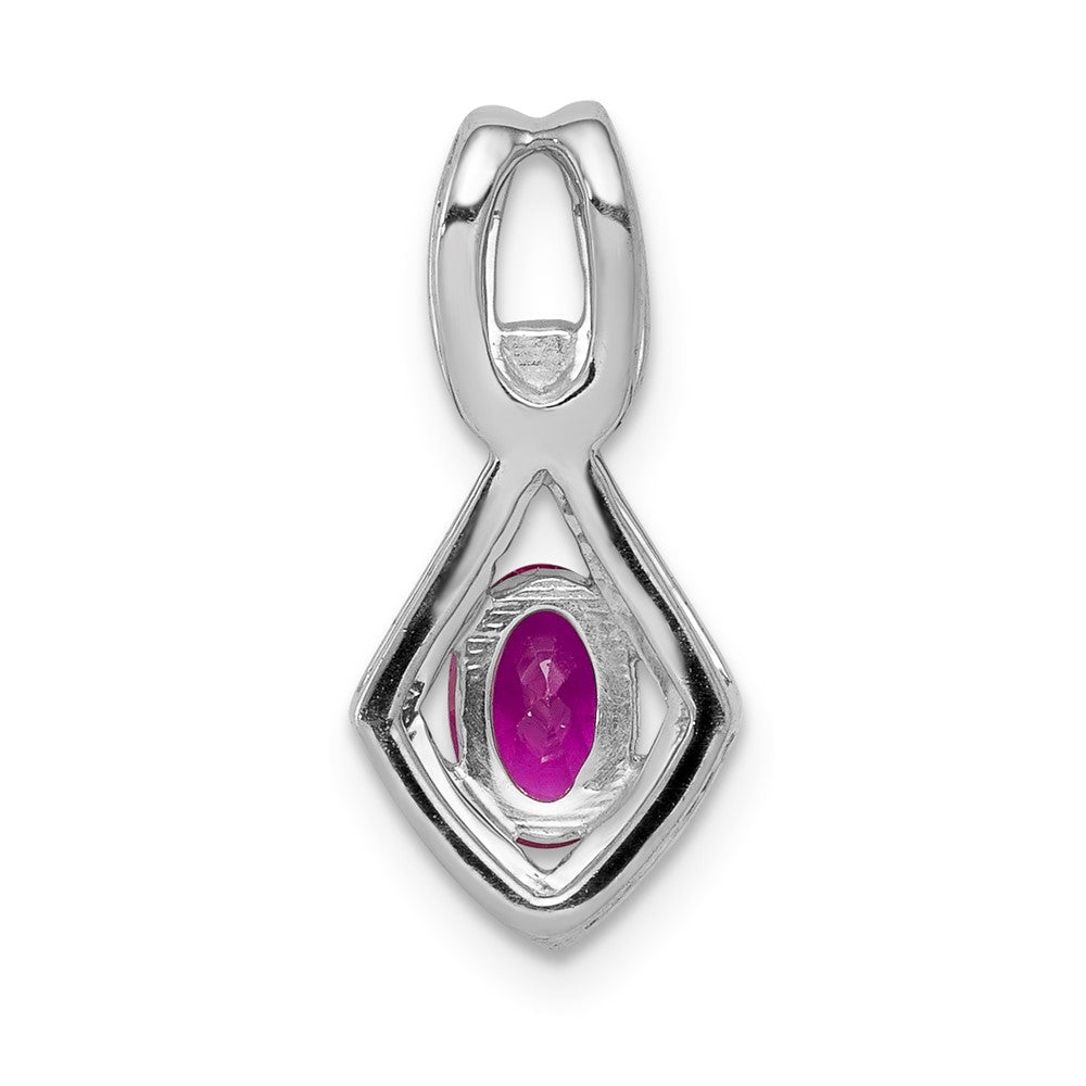 14K Weißgold Anhänger mit echtem Diamant und 0,62 ct. ovalem Rubin