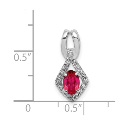 14K Weißgold Anhänger mit echtem Diamant und 0,62 ct. ovalem Rubin