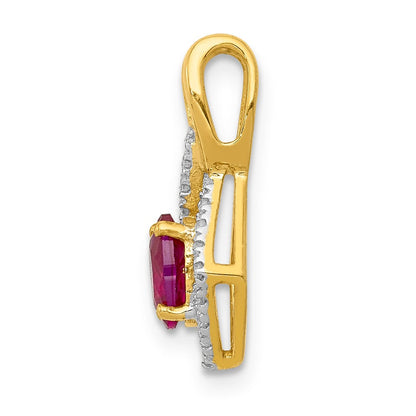 14K Gelbgold Anhänger mit echtem Diamant und 0,62 ct. ovalem Rubin