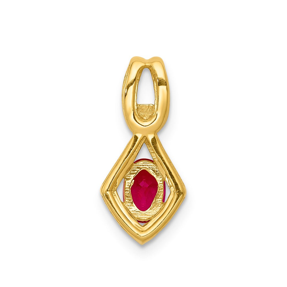 14K Gelbgold Anhänger mit echtem Diamant und 0,62 ct. ovalem Rubin