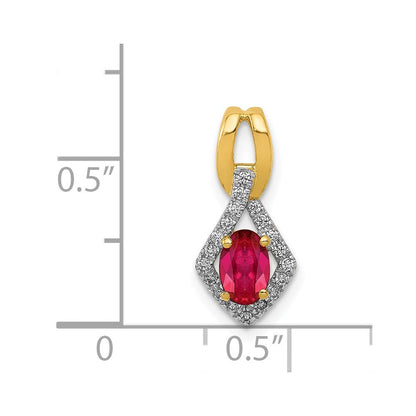 14K Gelbgold Anhänger mit echtem Diamant und 0,62 ct. ovalem Rubin