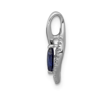 14K Weißgold Anhänger mit echtem Diamant und 0,37 ct. Marquise-Saphir