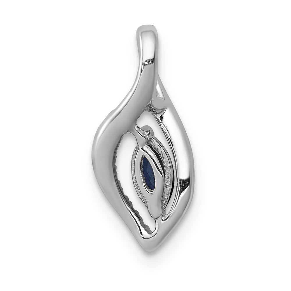 14K Weißgold Anhänger mit echtem Diamant und 0,37 ct. Marquise-Saphir