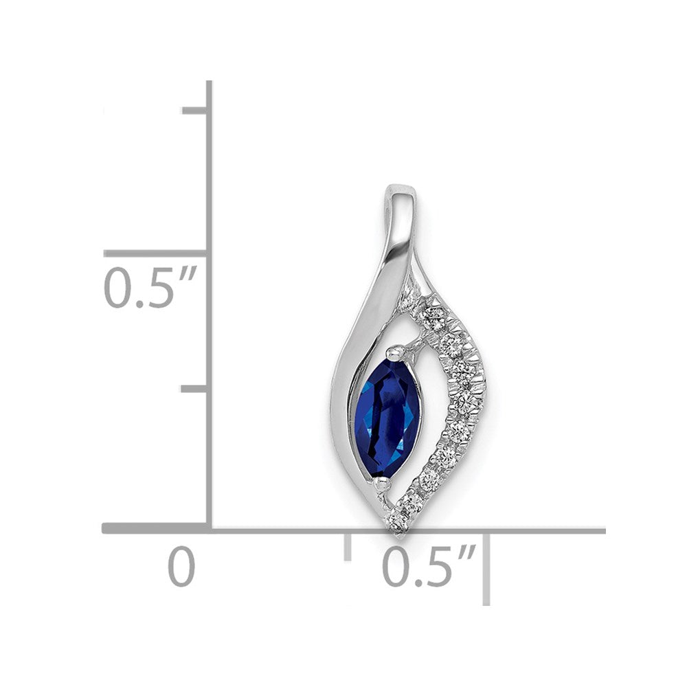 14K Weißgold Anhänger mit echtem Diamant und 0,37 ct. Marquise-Saphir