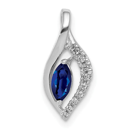 14K Weißgold Anhänger mit echtem Diamant und 0,37 ct. Marquise-Saphir