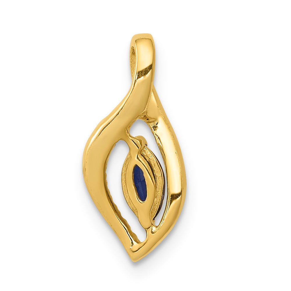 14K Gelbgold Anhänger mit echtem Diamant und Saphir im Marquiseschliff, 0,37 ct