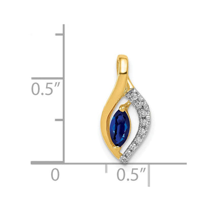 14K Gelbgold Anhänger mit echtem Diamant und Saphir im Marquiseschliff, 0,37 ct