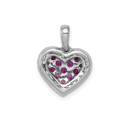14K Weißgold mit Schwarzrhodium Echter Diamant/0,31 ct. Rubin Herz-Anhänger