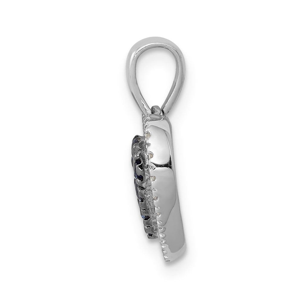 14K Weißgold Herzanhänger mit echtem Diamant und 0,31 ct. Saphir