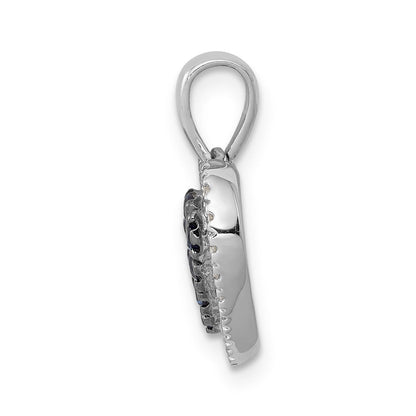 14K Weißgold Herzanhänger mit echtem Diamant und 0,31 ct. Saphir
