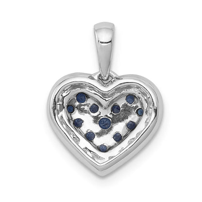 14K Weißgold Herzanhänger mit echtem Diamant und 0,31 ct. Saphir