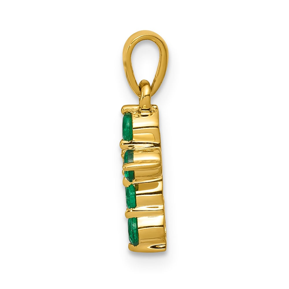 14K Gelbgold Kreuzanhänger mit Smaragd und echtem Diamant