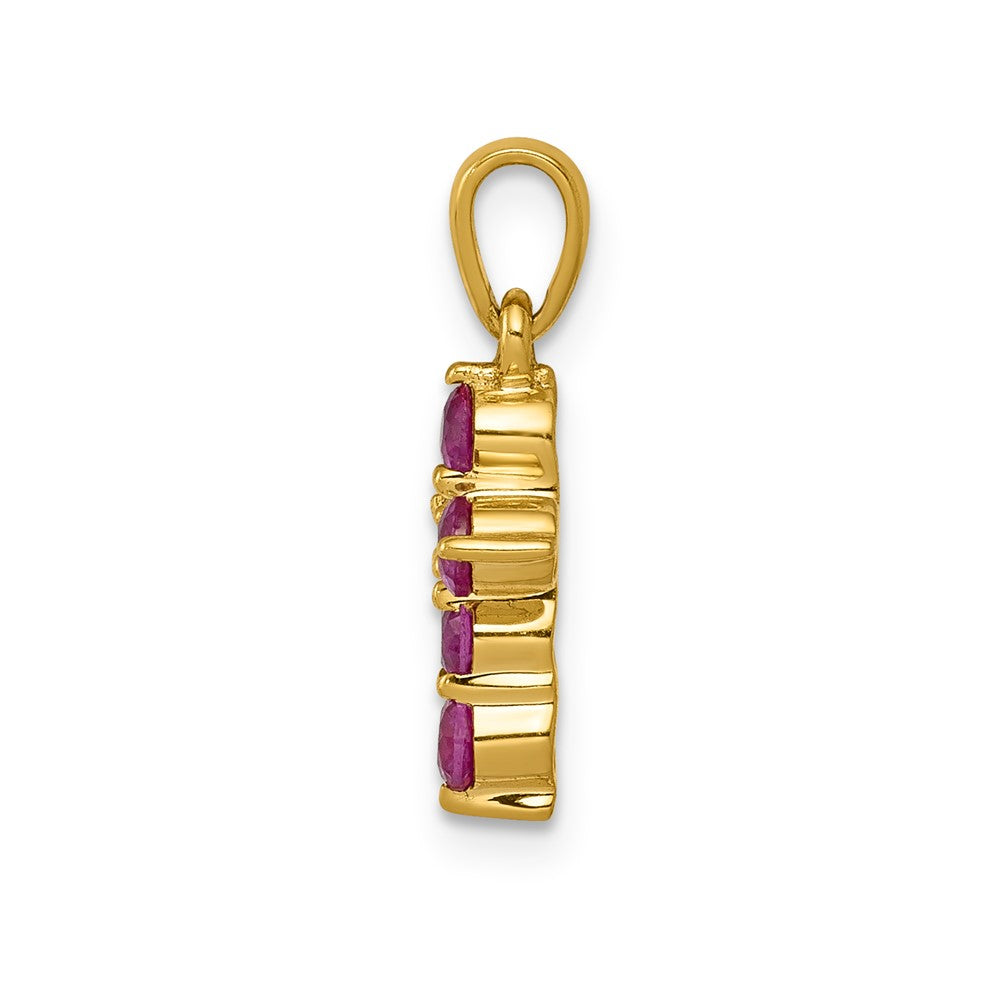 14K Gelbgold Anhänger mit 0,30 ct. Rubin und echtem Diamant, Kreuz