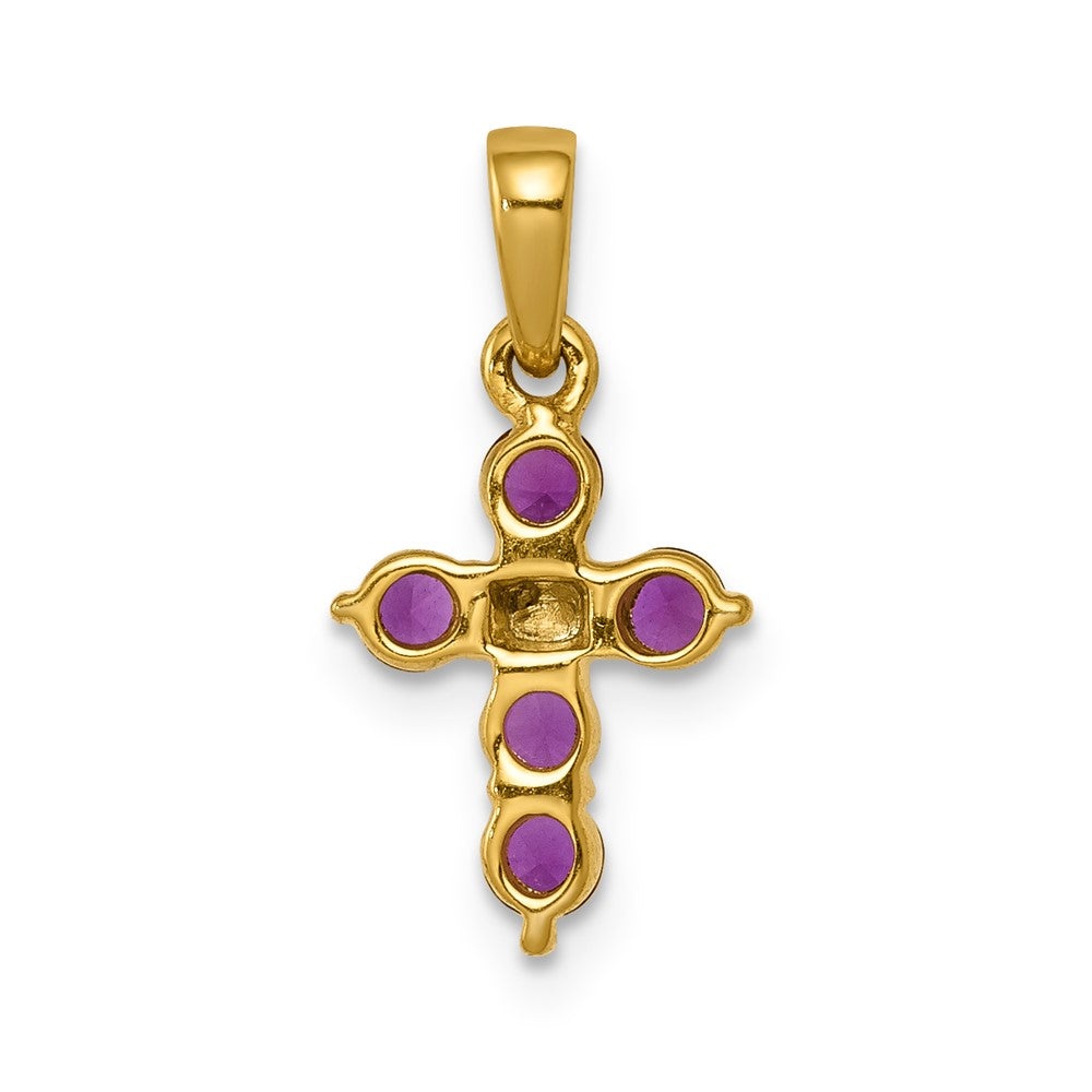 14K Gelbgold Anhänger mit 0,30 ct. Rubin und echtem Diamant, Kreuz