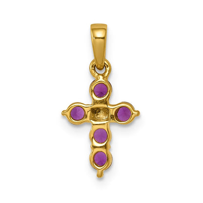 14K Gelbgold Anhänger mit 0,30 ct. Rubin und echtem Diamant, Kreuz