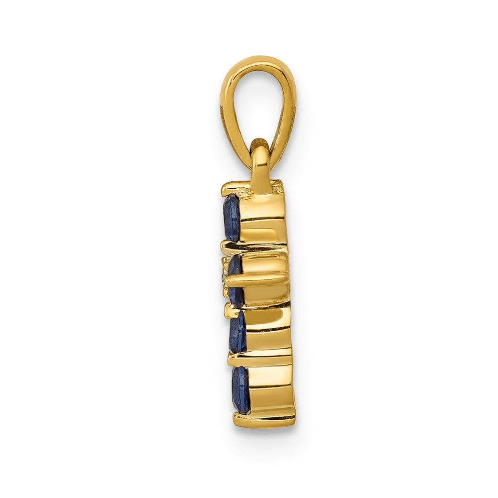 14K Gelbgold Saphir- und Diamant-Kreuzanhänger
