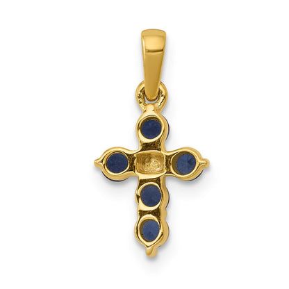 14K Gelbgold Saphir- und Diamant-Kreuzanhänger